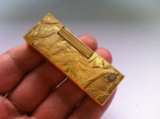 Dunhill Rollagas Lighter,  Pipe/Cigar Burner Gold Silk Moire ' d ' Mark Swiss Made 3