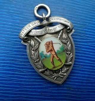 Golf Stg Silver Enamel Fob Medal 1899 River Plate Argentina Rivadavia Links