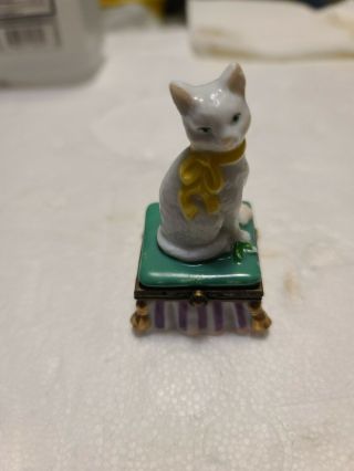 Midwest Of Cannon Falls Porcelain Hinged Trinket Box Cat Figurine