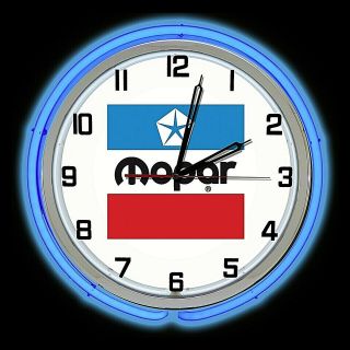 19 " Mopar 1972 Logo Sign Double Neon Clock Dodge Plymouth Ram Chrysler