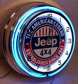 19 " Jeep 4x4 The American Legend Established Since 1941 Sign Double Neon Clock