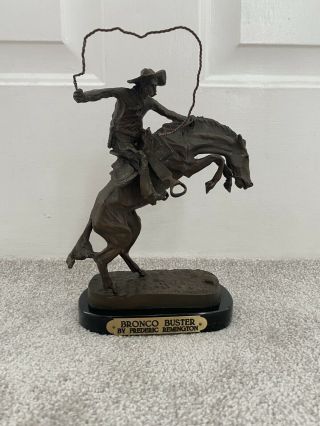 Vintage Bronco Buster By Frederic Remington Bronze Cowboy Sculpture Signed