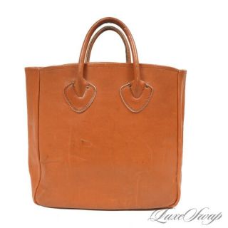 Awesome Vintage Ll Bean Usa Maine Natural Unlined Caramel Leather Tote Bag Nr