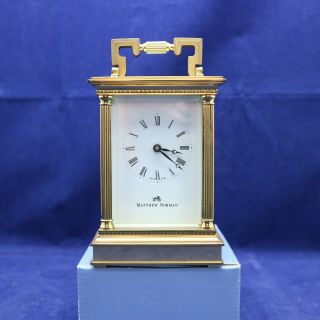 Matthew Norman 1754 Carriage Clock 11 Jewel.  Swiss Made.  With Key (gwo)