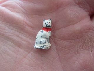 Antique Austrian / German Tiny Painted Cat Miniature Lead Figurine (dollhouse ?)
