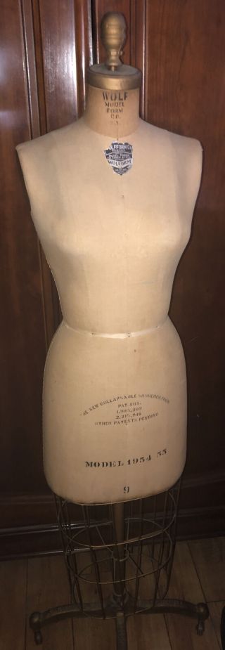 Wolf Ladies Dress Form 1954 Size 9 34” Chest Uniform Shop Nyc Collapsible Should
