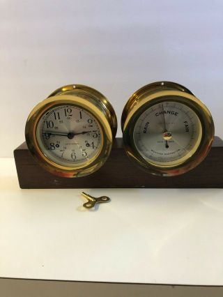 Seth Thomas Corsair W Model E 537 - 000 Maritime Ships Clock And Barometer