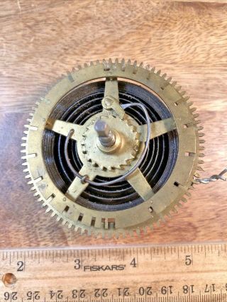 Old Ingraham Clock Movement Strike Side Mainspring,  Gear And Arbor (k1718)