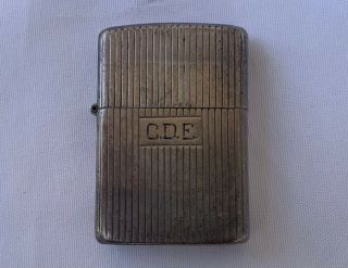 Vintage Sterling Silver Zippo Lighter Very Rare Pre Wwii Pinstripe 925 1940’s