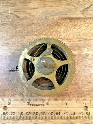 Old Gilbert 8 Day Clock Movement Time Side Mainspring,  Gear And Arbor (k1716)