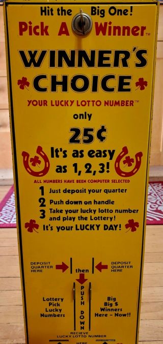Vintage Winners Choice Lottery Number Vending Machine With Key Ramm Vending 2