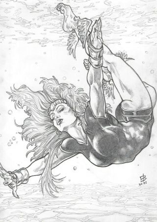 Namora (09 " X12 ") And Unique Comic Art 1/1 By Edilson Bilas