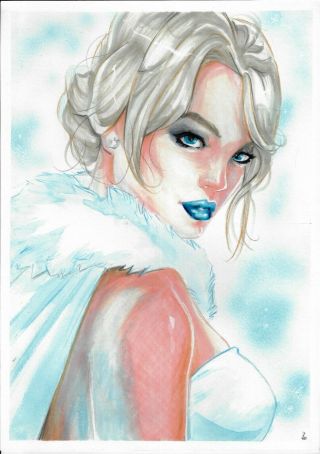 Emma Frost (11 " X17 ") And Unique Comic Art 1/1 By Diego Carneiro