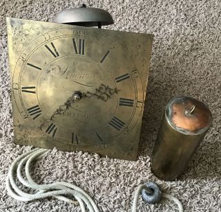 Antique 1700’s Thomas Simson Hertford Longcase Clock Brass Dial Strike Movement