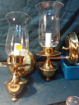 V - 40 Vintage Two Brass Candle Holder Wall Sconces Electric Traditional Classic