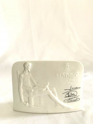 1985 Porcelain Lladro Collectors Society,  Don Quixote Signed Plaque Shell Back