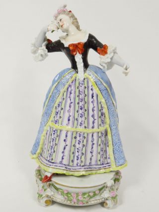 Antique Karl Ens Volkstedt Porcelain Woman Holding Rose Figurine Kve Mark