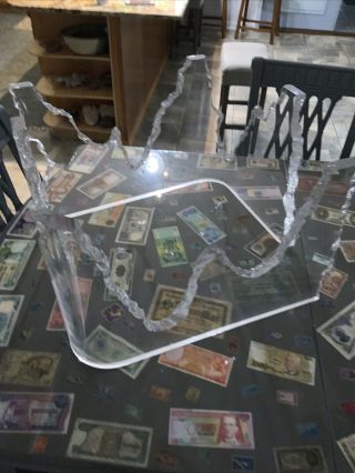 Vtg Mid Century Modern Art Deco Lucite Coffee Table Stand Base Unique 1 Inch