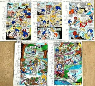 Sonic The Hedgehog 38 Pgs 5 - 9 Pt 2 " Rise Of Robotropolis " Signed Color Guides