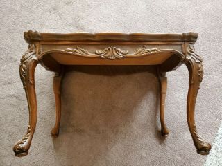 Vintage KRUG French Provincial Ornate Walnut Coffee End or Cocktail Table EUC 5