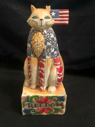 Jim Shore Red White&blue Freedom Cat Figurine " With Liberty And Justice For All