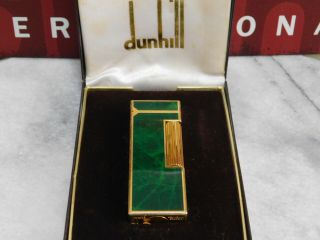 Dunhill Rollagas Gas Lighter Green Marble Lacquer Full Overhauled