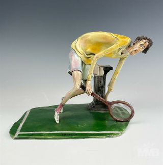 Toni Moretto Lo Scricciolo Studio Crafted Man Tennis Player Ceramic Figurine Jwr