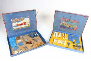 2 X Vintage C1930 " Meccano  Aeroplane Constructor No.  2 " Boxes & Parts 2173