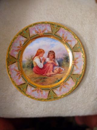 Rare Antique 10 " Royal Vienna Porcelain Portrait Plate 2 Children Signed Marz