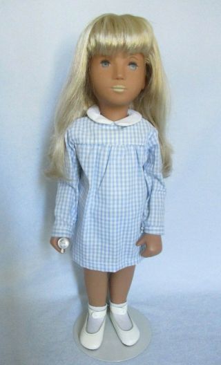 Vintage Sasha Serie Doll 16” Blonde Hair,  Blue Gingham Dress,  Wrist Tag,  England