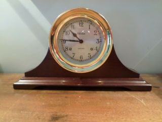Vintage Chelsea Maritime Shipstrike Brass Mantle Clock Stand & Key