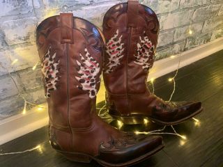 Sendra Mens Vintage Cowboy Boots Brown W/custom Phoenix Horsehair