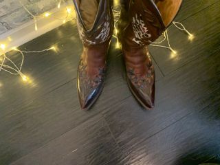 SENDRA Mens Vintage Cowboy Boots Brown w/Custom Phoenix Horsehair 2