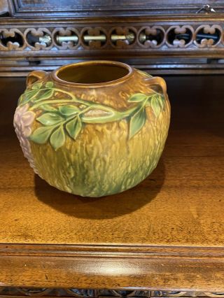Roseville Pottery Wisteria Vase 632 - 5 Brown