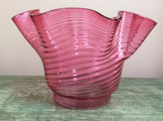 Antique 19th C Cranberry Glass Oil Lamp Shade