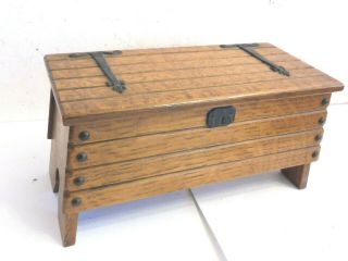 Vintage Oak Coffer Style Tallent Of Bond Street Musical Trinket Box Swiss Movm