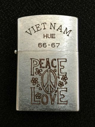 Zippo Lighter Vietnam Viet Nam Hue 66 - 67 Peace Love