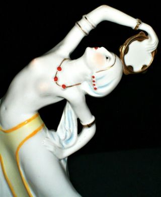 Antique German Art Deco Katzhutte Semi Nude Lady Harem Dancer Porcelain Figurine