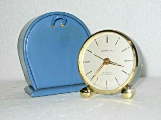Fine Vintage Gubelin Swiss Made Mini Travel Alarm Clock & Case