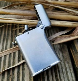 Vintage 1920 ' s - 30 ' s Thoren ' s Swiss Silver Tone Push Button Double Claw Lighter 3