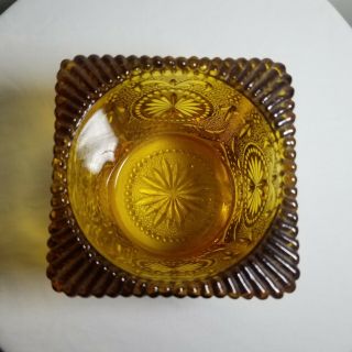 Vintage Amber Glass Square Candle Holder 2