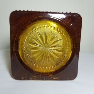 Vintage Amber Glass Square Candle Holder 3