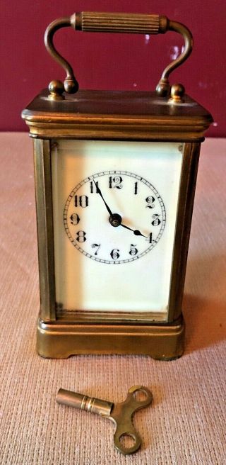 Antique 1897 - 99 Chelsea Brass Desk Clock W/key Wound Tight Not Running 2875