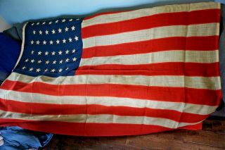 Antique Vintage 45 Star American Flag 1896 - 1908 - Sewn Stars & Stripes 59 " X 92 "