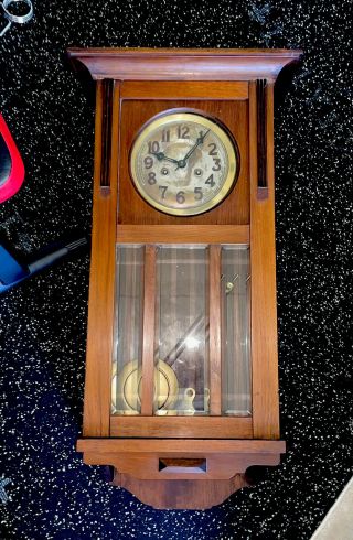 Antique Gustav Becker German Box Regulator Wall Clock