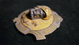 Antique High Relief Spanish Conquistador Damascene Pin Brooch Rare 2