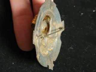 Antique High Relief Spanish Conquistador Damascene Pin Brooch Rare 5