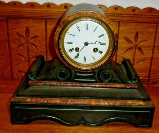 Antique Mantel Clock - 2631 Movement - No Pendulum Or Key