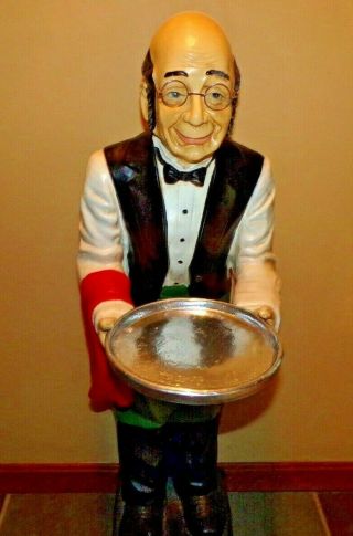 45 Inch Tall Resin Statue Of The Old Man Butler/Waiter With Serving Tray 2