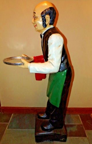 45 Inch Tall Resin Statue Of The Old Man Butler/Waiter With Serving Tray 6